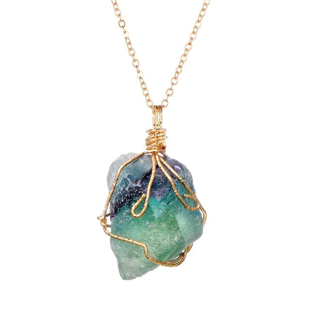 Natural Gemstone Necklace: Chakra Stone Pendant Energy Healing Crystal