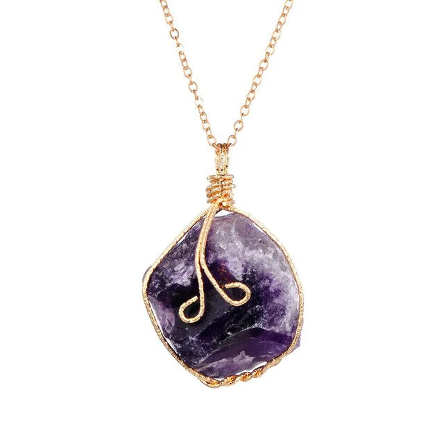 Natural Gemstone Necklace: Chakra Stone Pendant Energy Healing Crystal