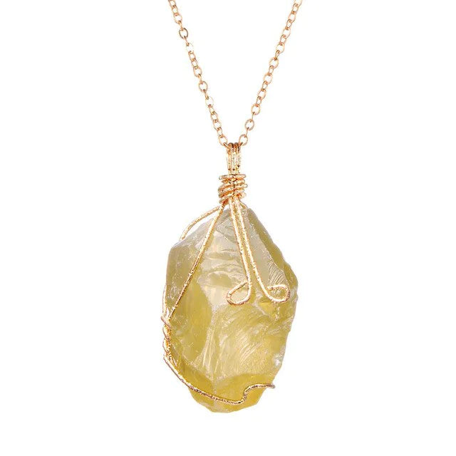 Natural Gemstone Necklace: Chakra Stone Pendant Energy Healing Crystal