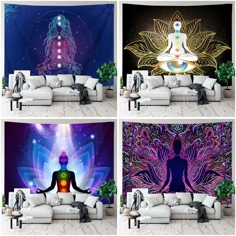 Yoga Meditation Tapestry - Premium Polyester Landscape Design