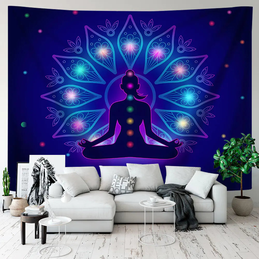 Yoga Meditation Tapestry - Premium Polyester Landscape Design