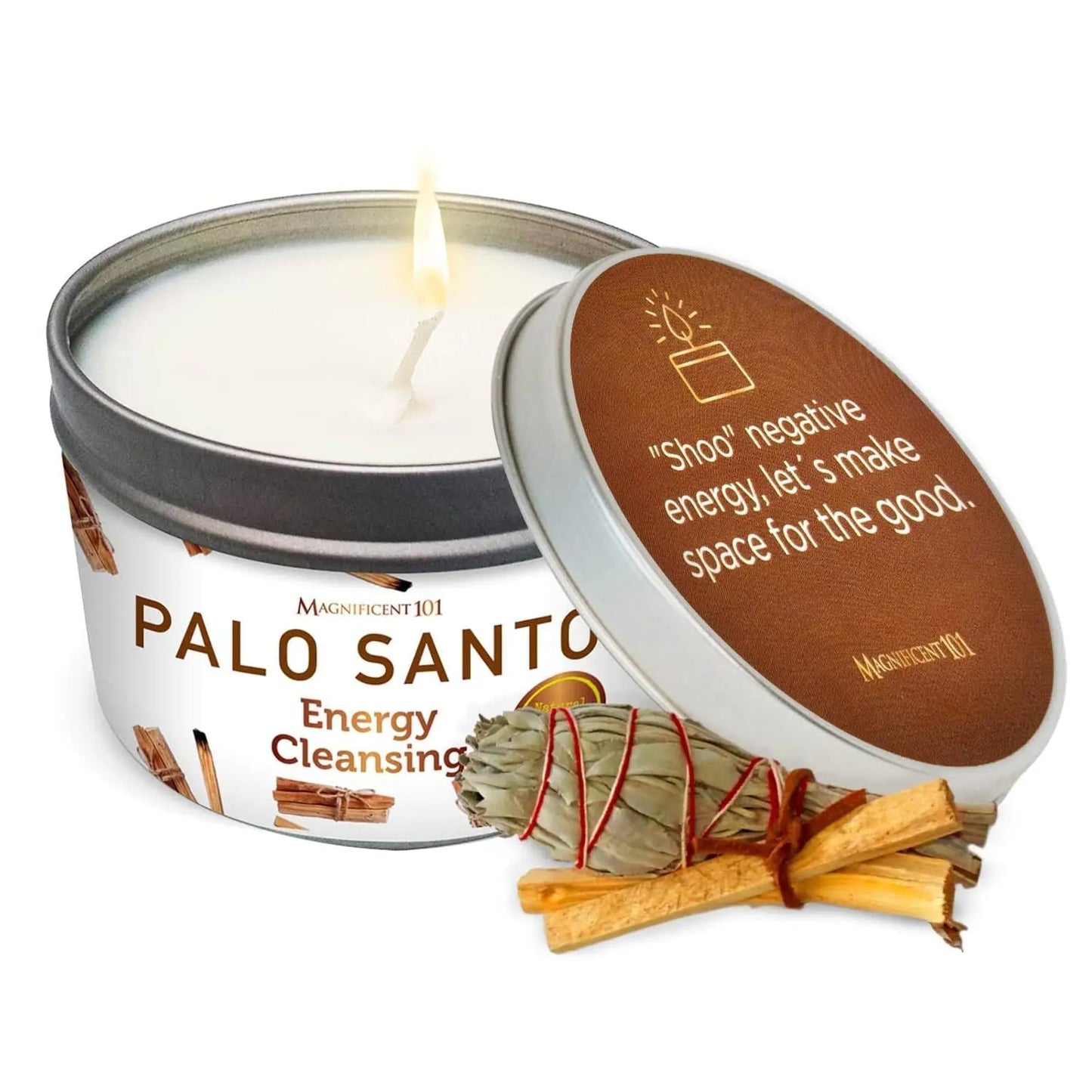 Palo Santo Sacred Cleansing Candle - 6 Oz Natural Soy Wax 35 Hour Burn