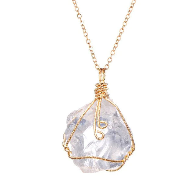 Natural Gemstone Necklace: Chakra Stone Pendant Energy Healing Crystal