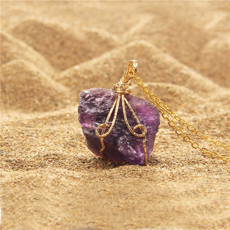 Natural Gemstone Necklace: Chakra Stone Pendant Energy Healing Crystal