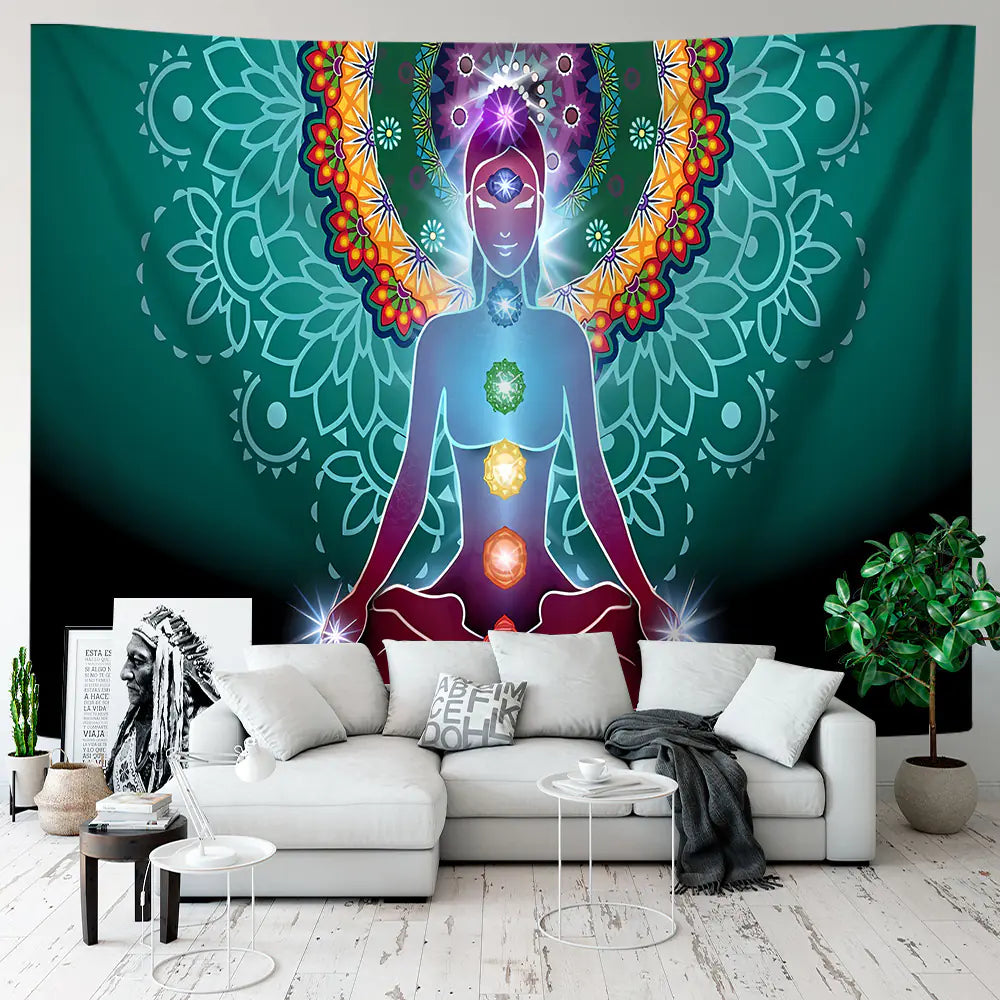 Yoga Meditation Tapestry - Premium Polyester Landscape Design