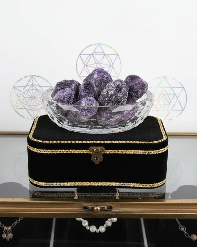 6PCS Amethysts Crystals /with Jar: Natural Rough Crystal Stones