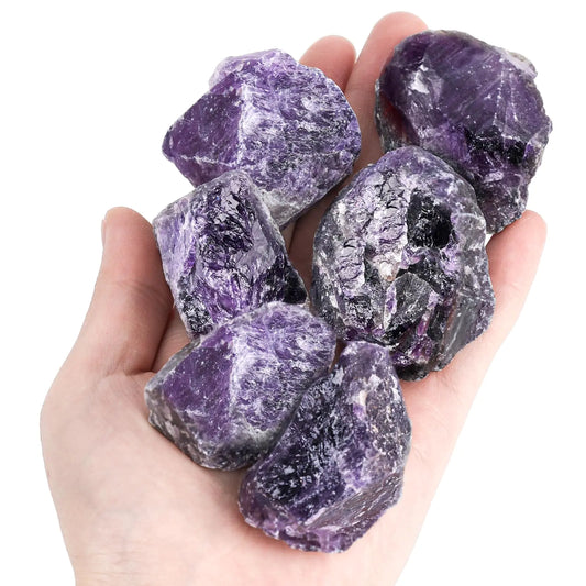 6PCS Amethysts Crystals /with Jar: Natural Rough Crystal Stones