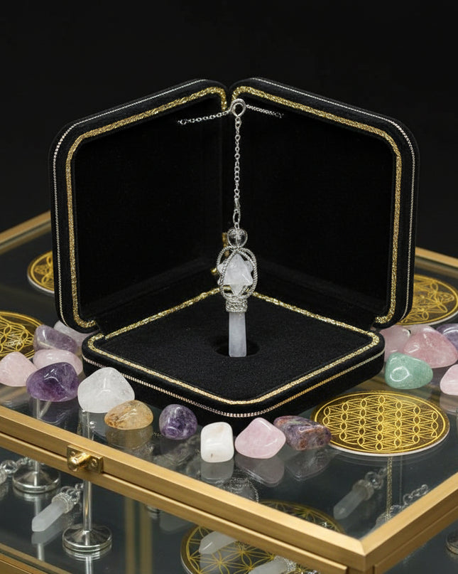 Merkaba Crystal Pendulum - Sacred Geometry Divination Tool with Caged Design