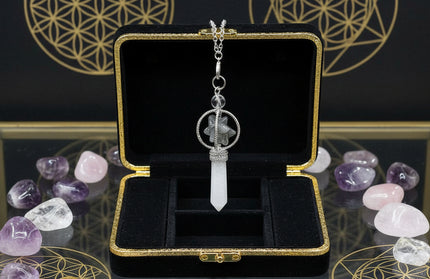 Merkaba Crystal Pendulum - Sacred Geometry Divination Tool with Caged Design