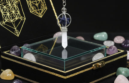 Merkaba Crystal Pendulum - Sacred Geometry Divination Tool with Caged Design