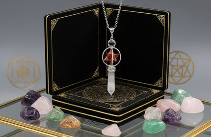Merkaba Crystal Pendulum - Sacred Geometry Divination Tool with Caged Design