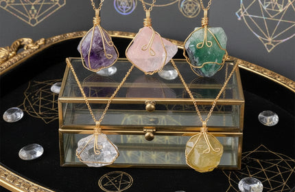 Natural Gemstone Necklace: Chakra Stone Pendant Energy Healing Crystal