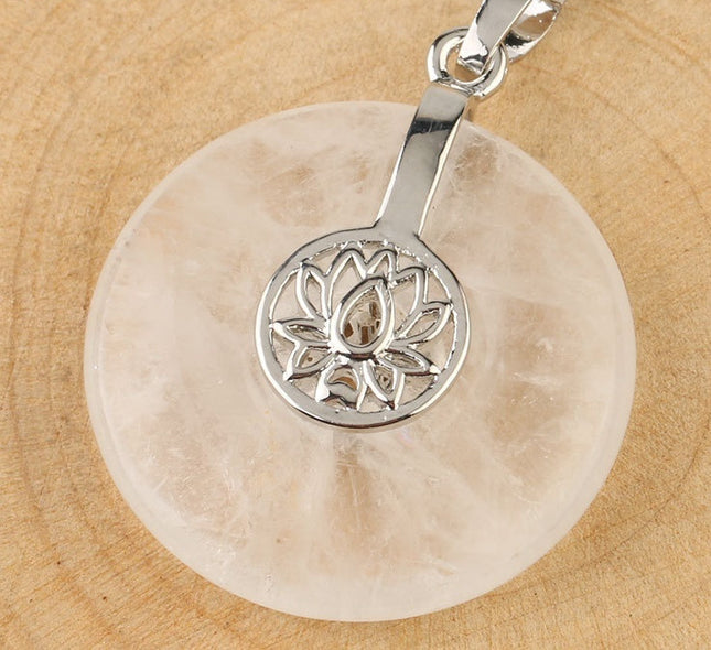 Natural Crystal Lotus Pendant Crystal Necklace