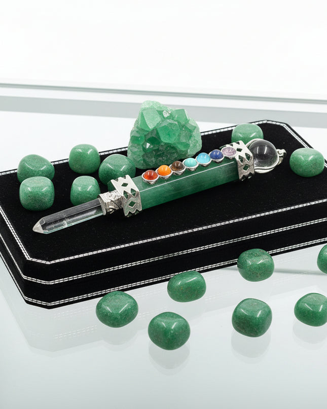 Seven Chakra Crystal Pendant - Natural Hexagonal Column Healing Stone Necklace