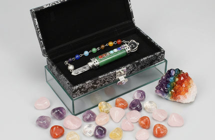 Seven Chakra Crystal Pendant - Natural Hexagonal Column Healing Stone Necklace