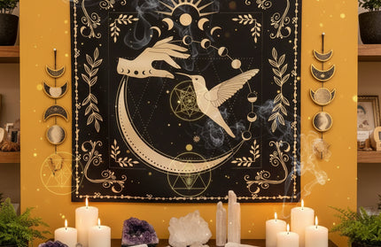 Sacred Tarot Tablecloth - Mandala & Moon Phase Divination Cloth