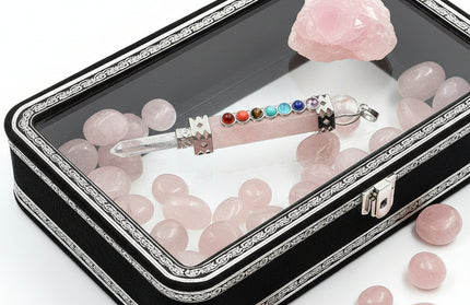 Seven Chakra Crystal Pendant - Natural Hexagonal Column Healing Stone Necklace