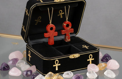 Crystal Agate Ankh Pendant - Egyptian Key of Life Symbol Necklace