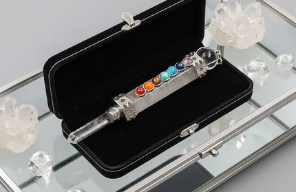 Seven Chakra Crystal Pendant - Natural Hexagonal Column Healing Stone Necklace