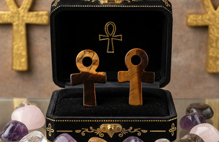 Crystal Agate Ankh Pendant - Egyptian Key of Life Symbol Necklace