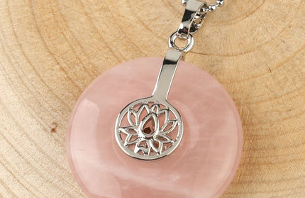 Natural Crystal Lotus Pendant Crystal Necklace