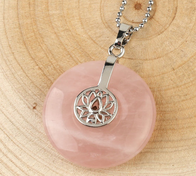 Natural Crystal Lotus Pendant Crystal Necklace
