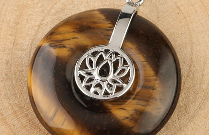 Natural Crystal Lotus Pendant Crystal Necklace