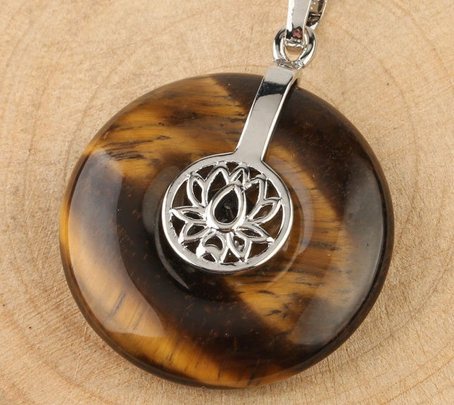 Natural Crystal Lotus Pendant Crystal Necklace