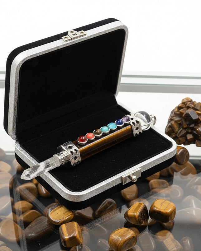 Seven Chakra Crystal Pendant - Natural Hexagonal Column Healing Stone Necklace