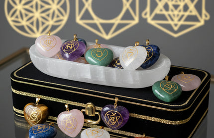 7Pcs Heart Chakra Natural Crystal Quartz Stones Set