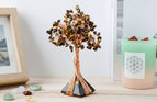 Tiger Eye Stone + Tiger Eye Stone gravel / 4cm pyramid flower tree