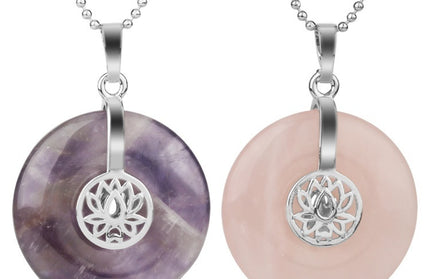 Natural Crystal Lotus Pendant Crystal Necklace
