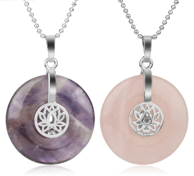 Natural Crystal Lotus Pendant Crystal Necklace