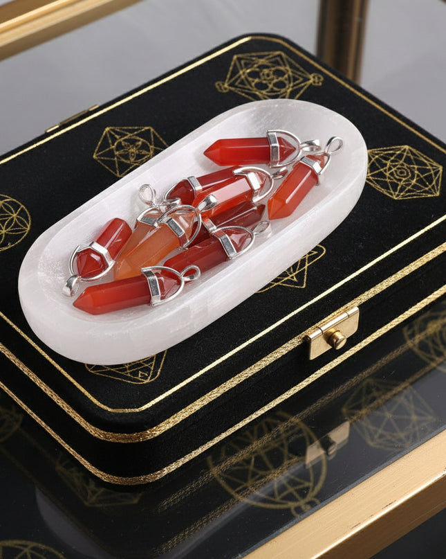 Red Agate Pendulum Pendant - Heart or Hexagonal Column Divination Tool