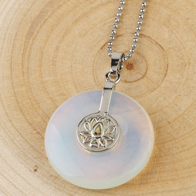 Natural Crystal Lotus Pendant Crystal Necklace