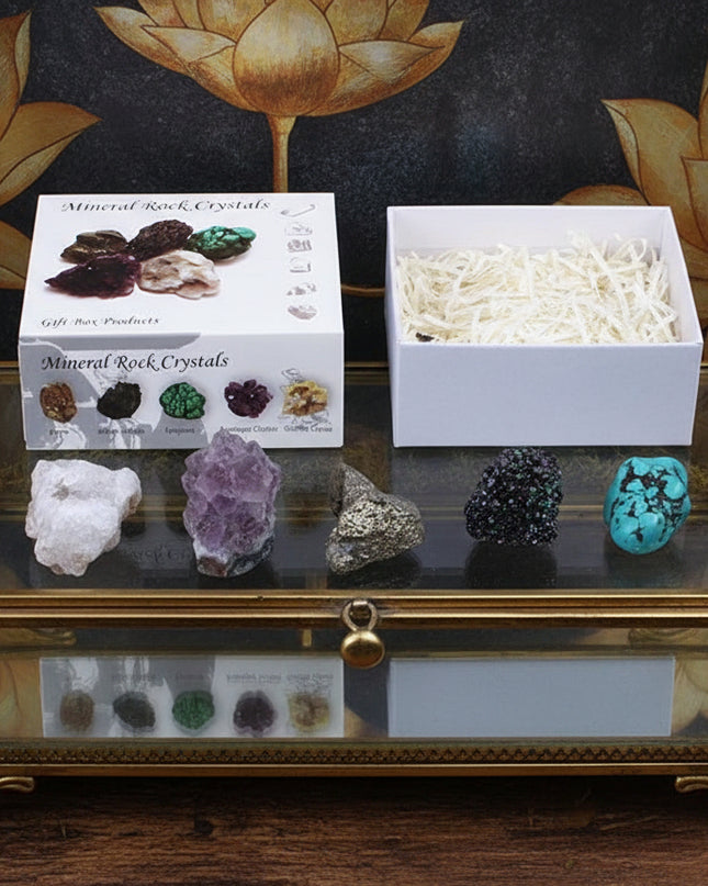 Natural Crystal Ore Mineral Gift Box Set