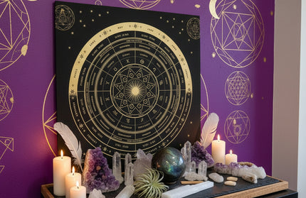 Sacred Tarot Tablecloth - Mandala & Moon Phase Divination Cloth