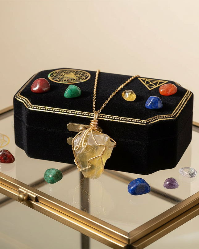 Natural Gemstone Necklace: Chakra Stone Pendant Energy Healing Crystal