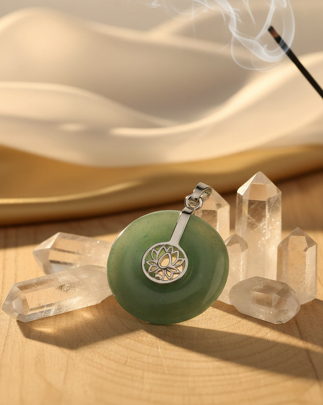 Natural Crystal Lotus Pendant Necklace – Clear Quartz, Amethyst, Rose Quartz, Tiger Eye & More | Healing Jewelry for Meditation & Spiritual Alignment