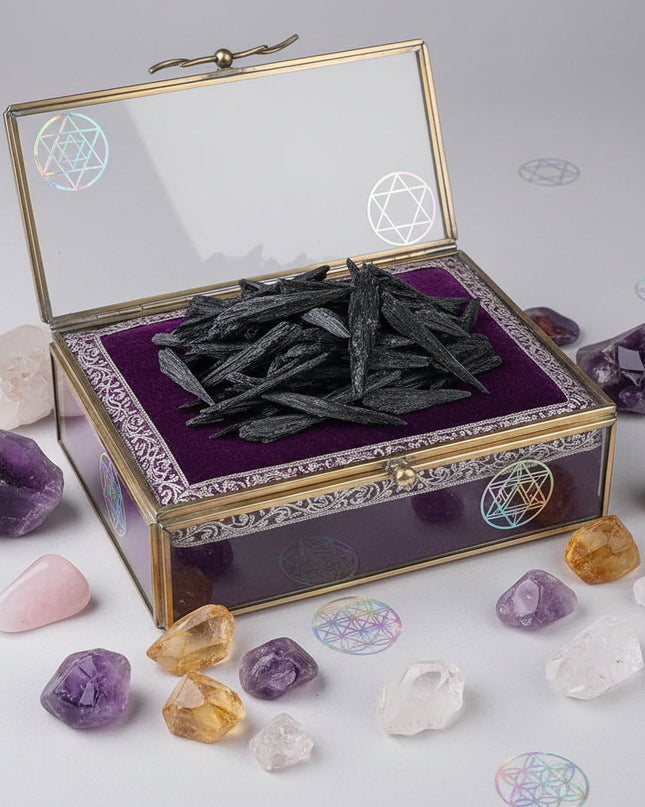 Apengshi Natural Black Tourmaline Raw Stones 0.25lb - Healing Crystal Stone