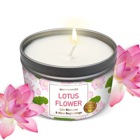 Lotus Flower New Beginnings Candle - Sage & Bergamot Soy Wax 6 Oz