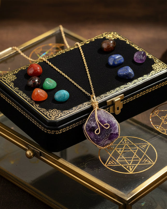 Natural Gemstone Necklace: Chakra Stone Pendant Energy Healing Crystal