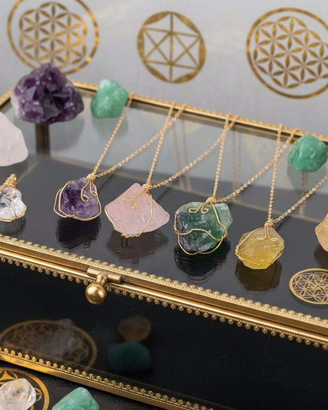 Natural Gemstone Necklace: Chakra Stone Pendant Energy Healing Crystal