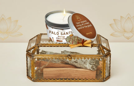 Palo Santo Sacred Cleansing Candle - 6 Oz Natural Soy Wax 35 Hour Burn