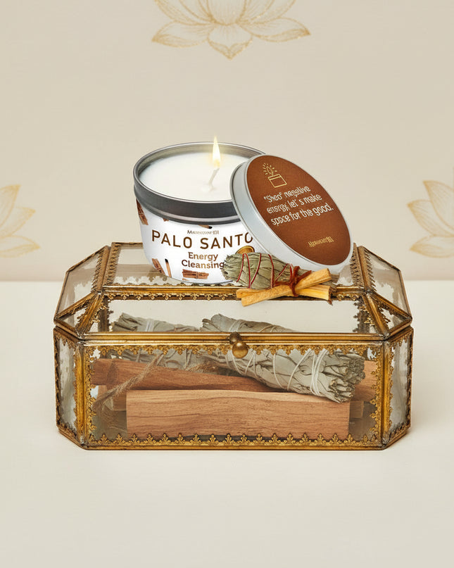 Palo Santo Sacred Cleansing Candle - 6 Oz Natural Soy Wax 35 Hour Burn