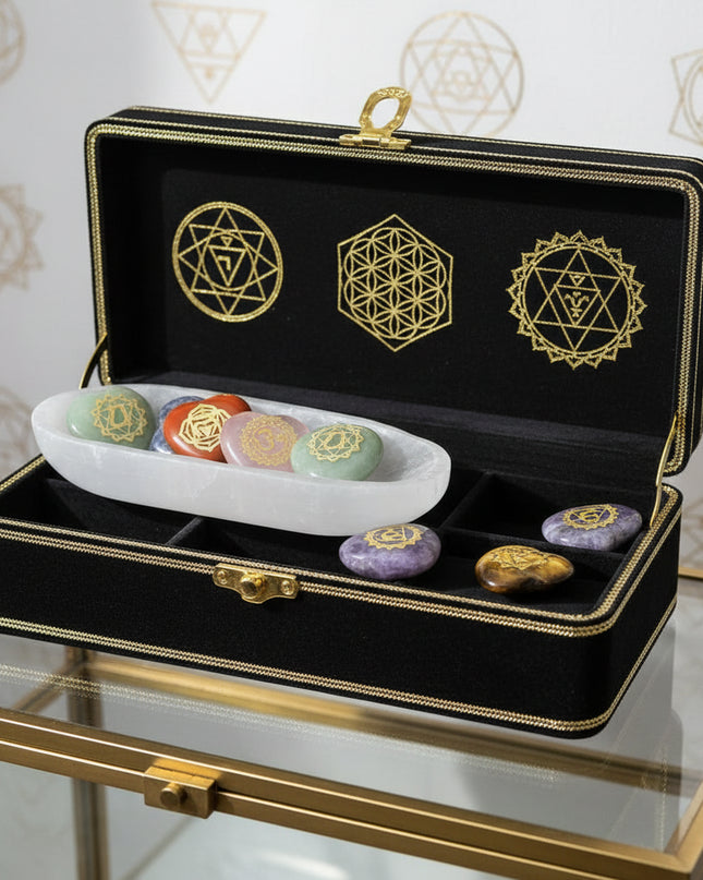 7Pcs Heart Chakra Natural Crystal Quartz Stones Set