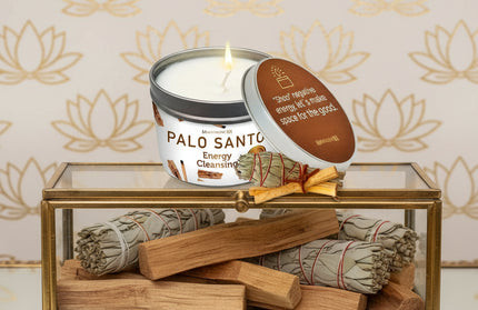 Palo Santo Sacred Cleansing Candle - 6 Oz Natural Soy Wax 35 Hour Burn
