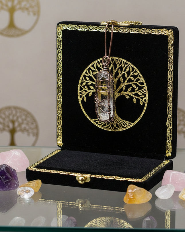 Tree of Life Wire-Wrapped Crystal Pendant - Chakra Stone Necklace