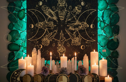 Sacred Tarot Tablecloth - Mandala & Moon Phase Divination Cloth