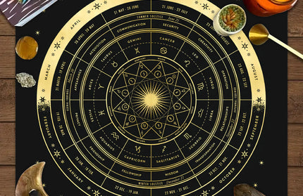 Sacred Tarot Tablecloth - Mandala & Moon Phase Divination Cloth